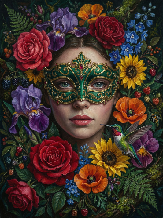 Floral Masked Woman Hummingbird (120 Colours)