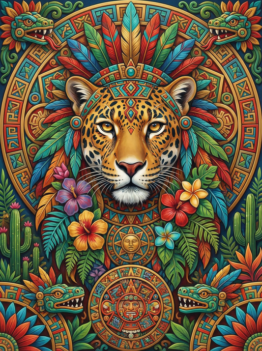 Aztec Jaguar Mandala (80 Colours)