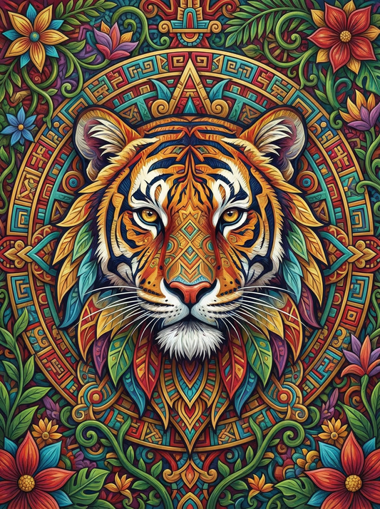 Aztec Tiger Mandala (80 Colours)