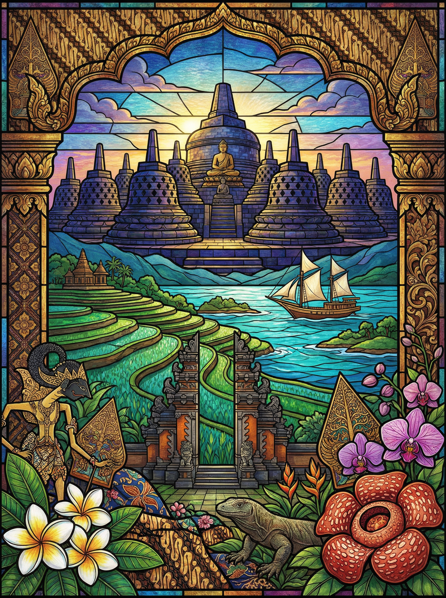 Borobudur Sunrise Serenity (80 Colours)