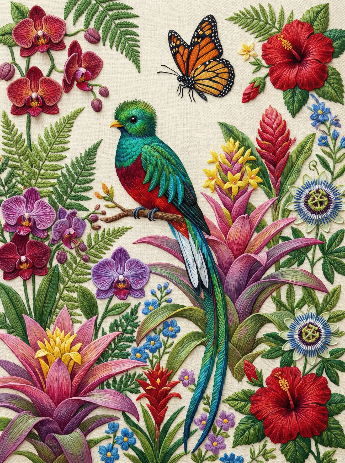 Embroidered Garden Bird (80 Colours)