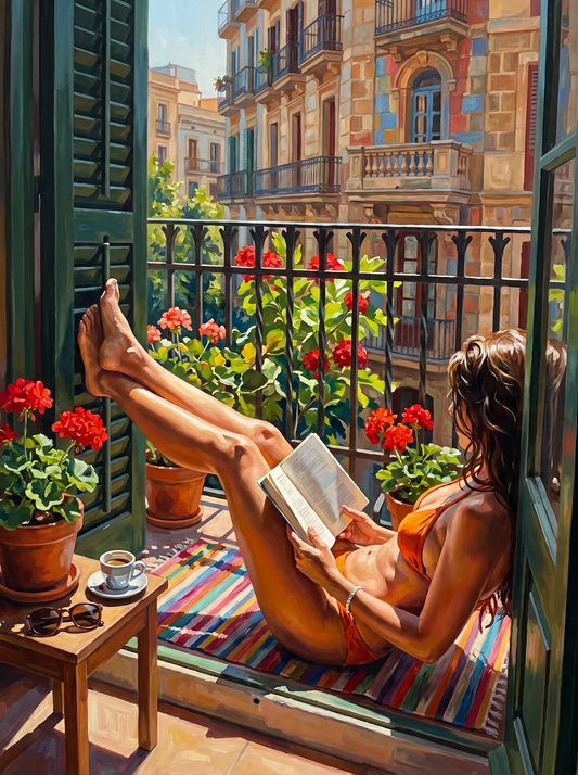 Balcony Reading Woman (120 Colours)