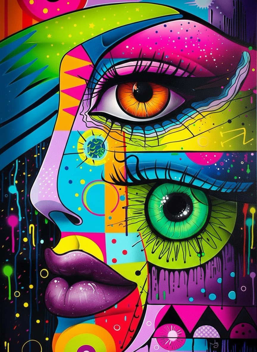 Abstract Glitch Face (80 Colours)