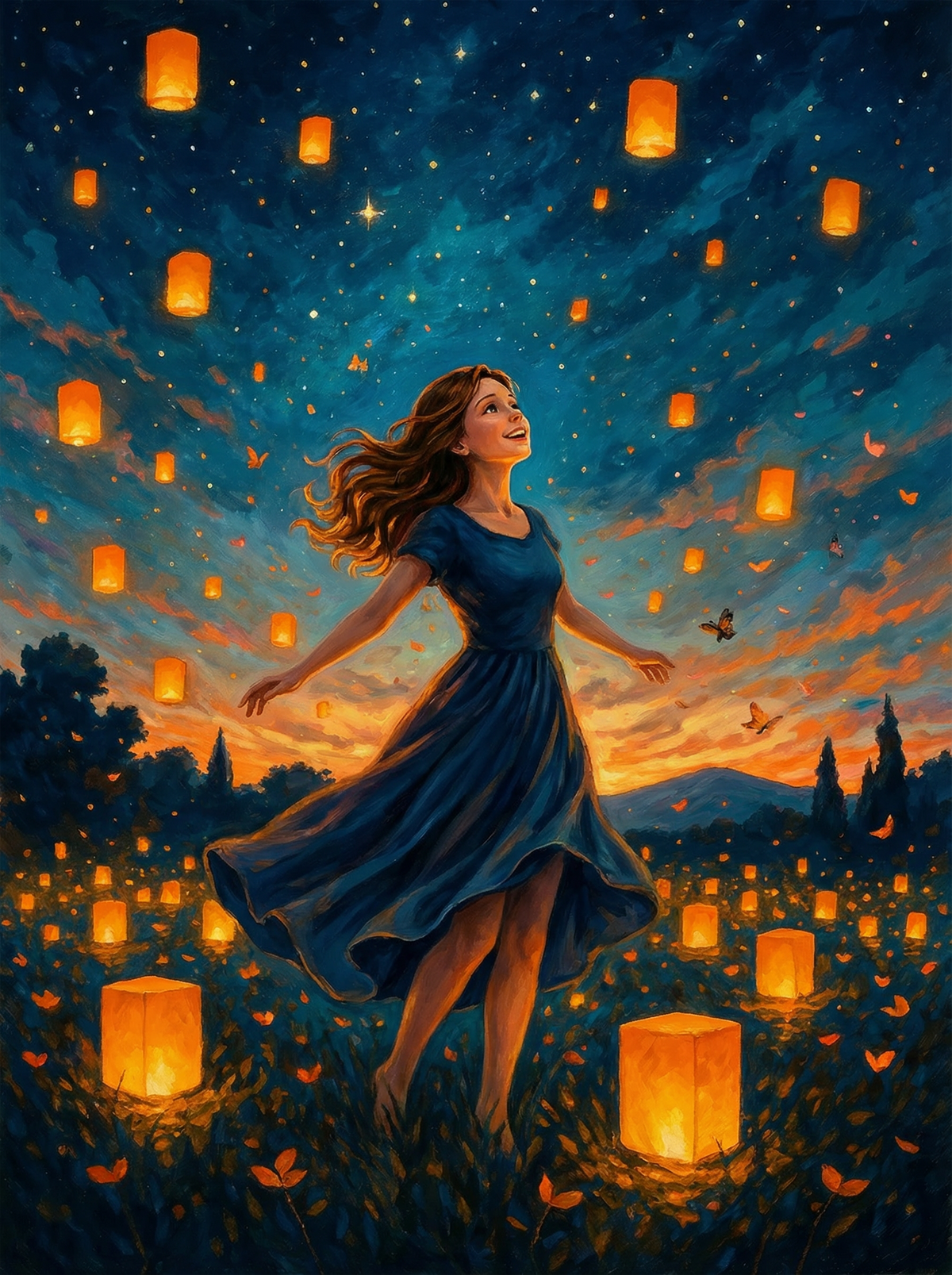 Starlit Sky Lantern Girl (120 Colours)