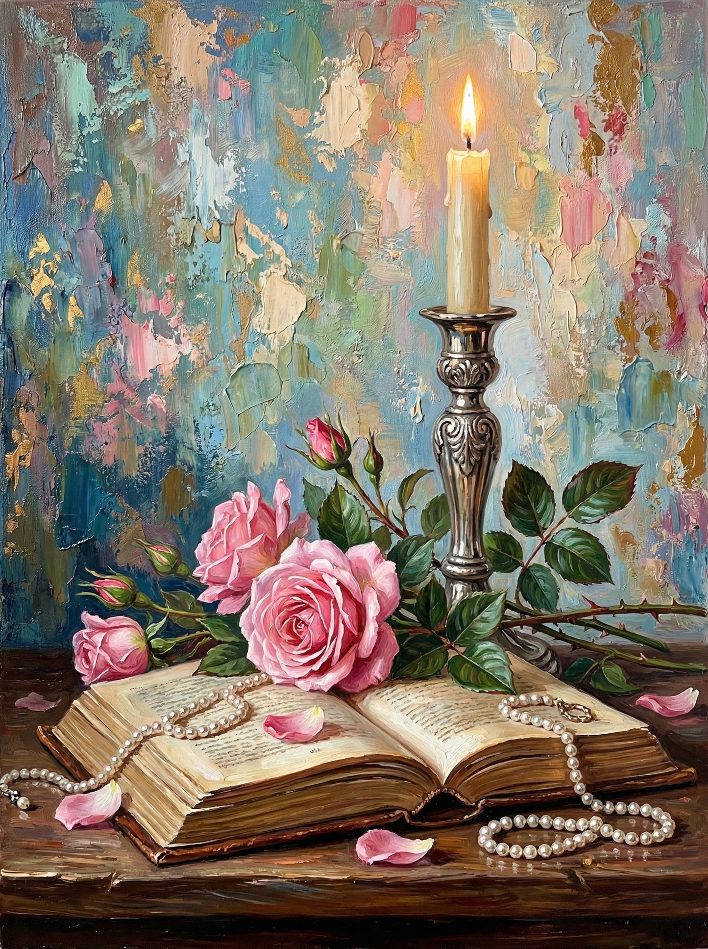 Books And Roses Candle (80 Colours)