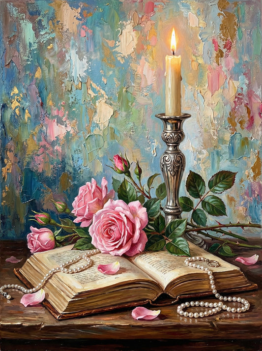 Books And Roses Candle (80 Colours)