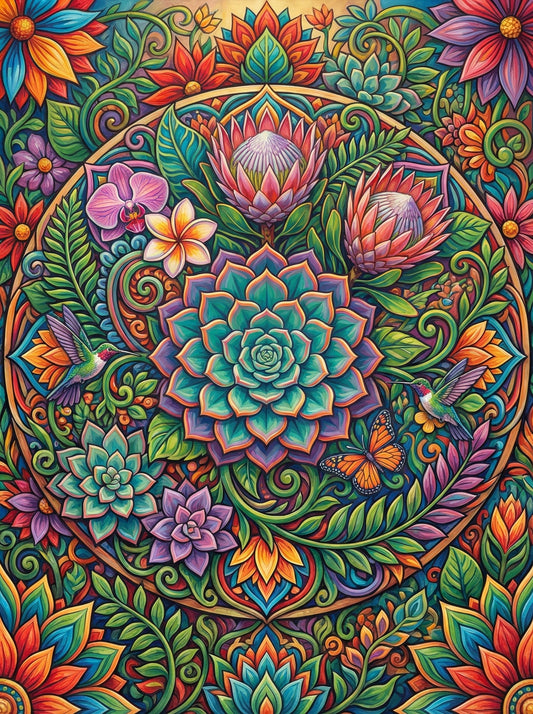 Botanical Mandala Succulents (80 Colours)