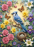 Blue Jay Floral Nest (120 Colors)