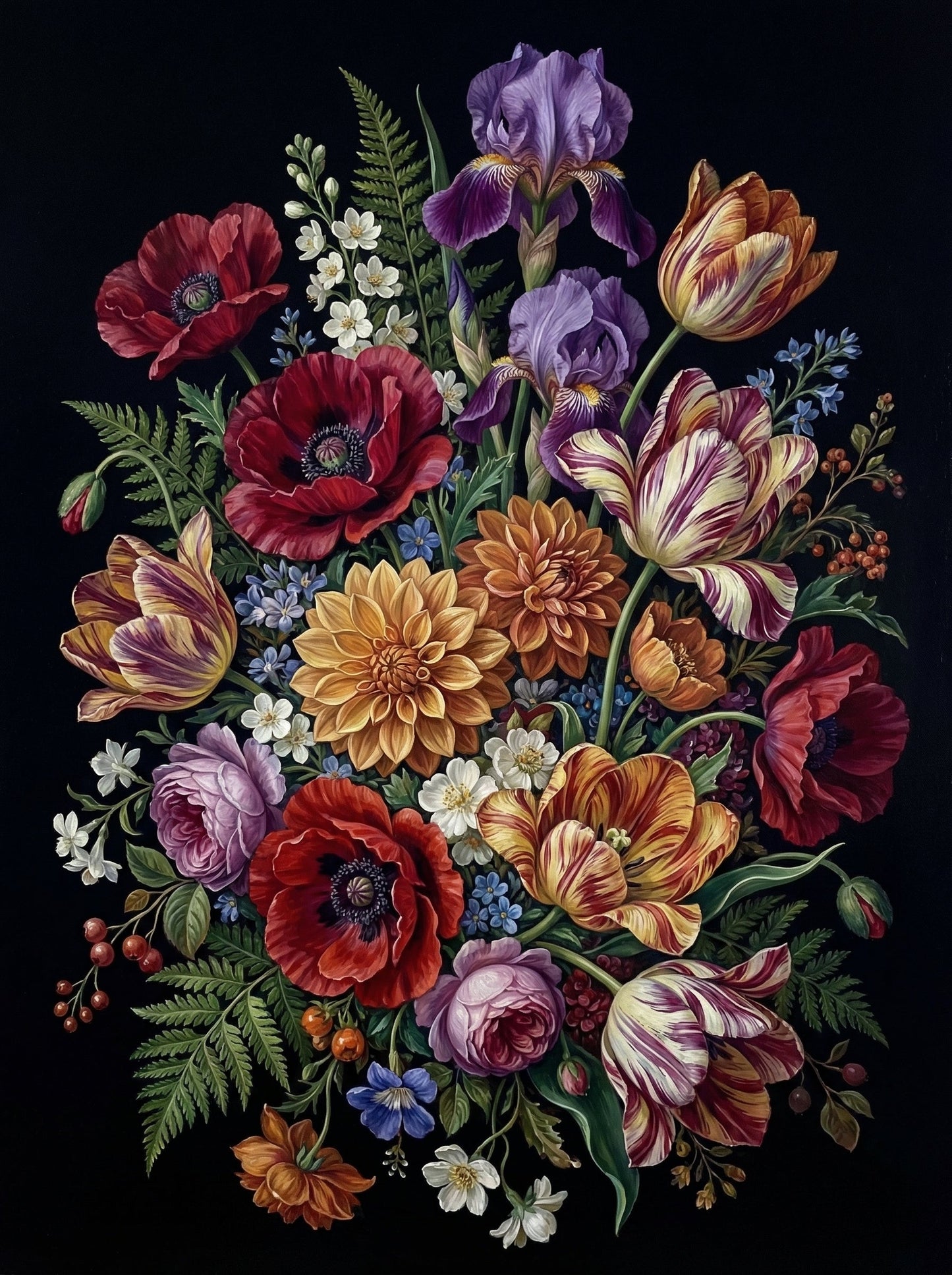 Classic Floral Dark Background (80 Colours)