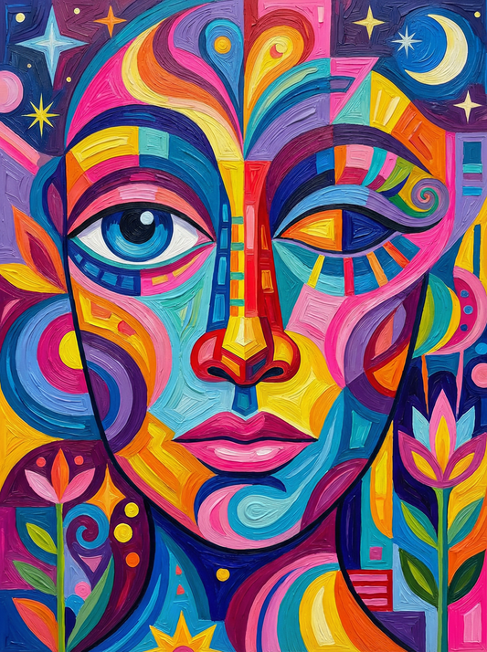 Colorful Abstract Face Portrait (80 Colours)