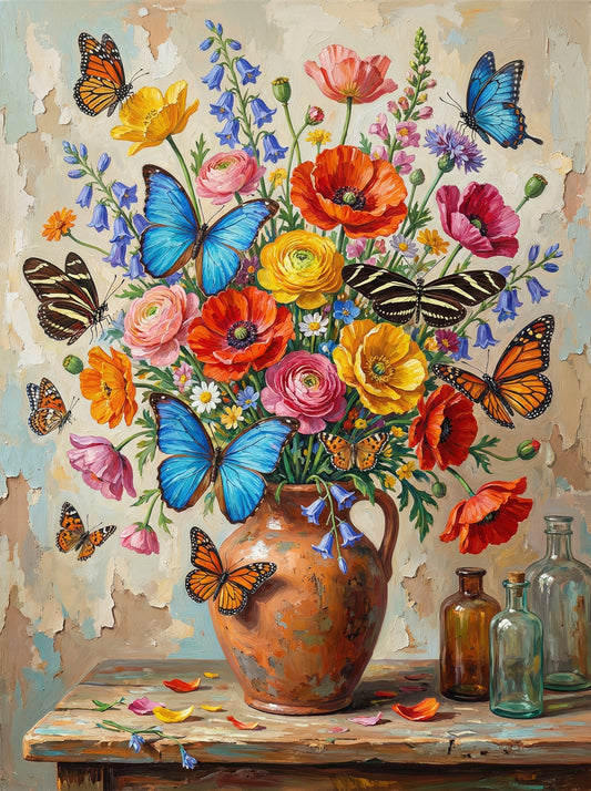 Colorful Flowers With Butterflies (120 Colours)