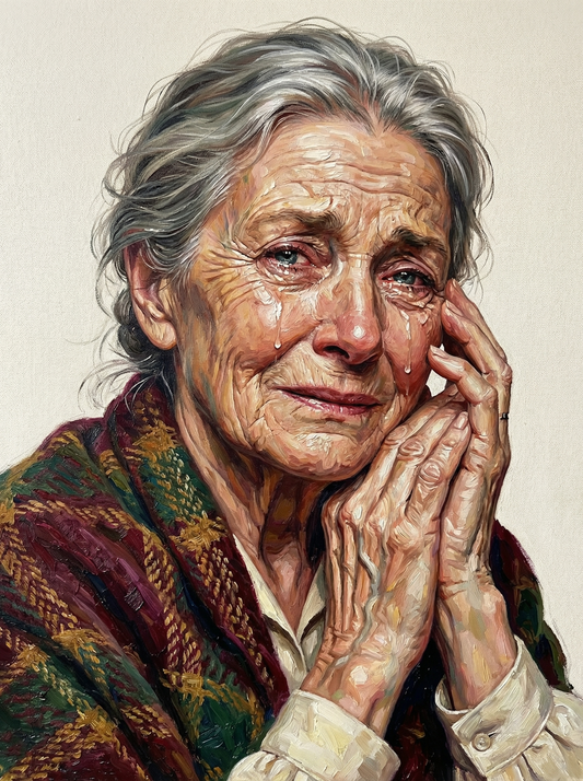 Contemplative Senior Woman (80 Colours)