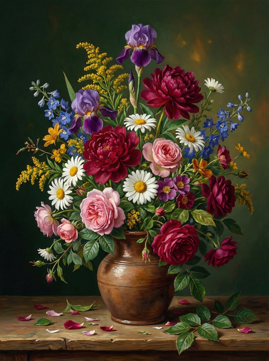 Cottage Flowers In Urn (120 Colours)