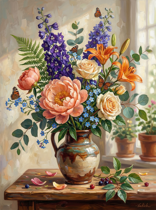 Cottage Garden Peony Arrangement (120 Colours)
