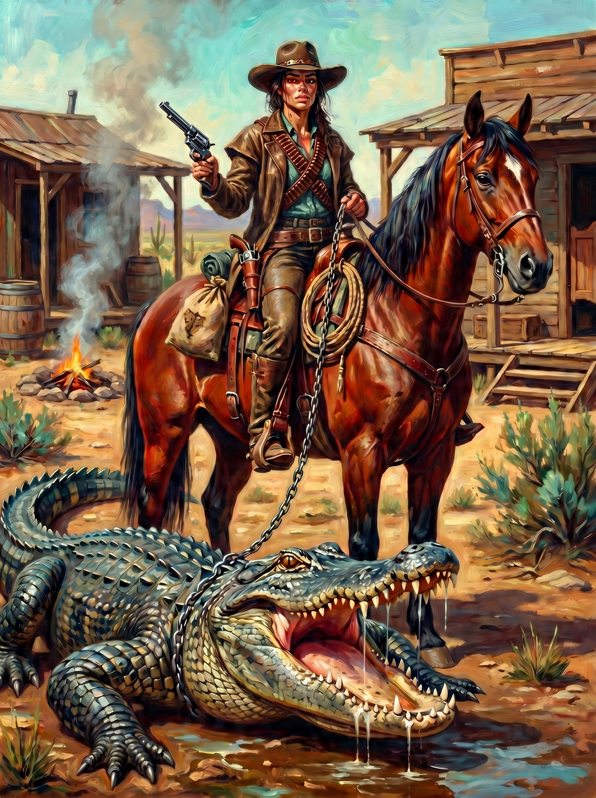 Cowgirl And Alligator (80 Colours)
