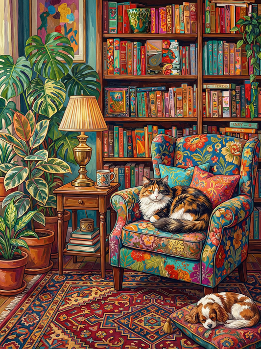 Cozy Library Reading Room (120 Colours)