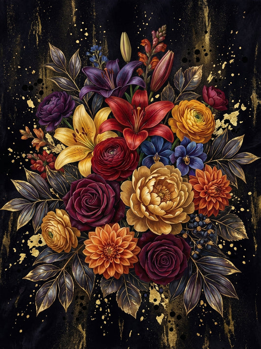 Dark Gold Lily Dahlia Bouquet (80 Colours)