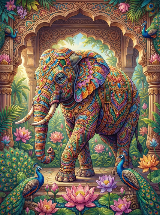 Decorated Elephant Temple (80 Colours)