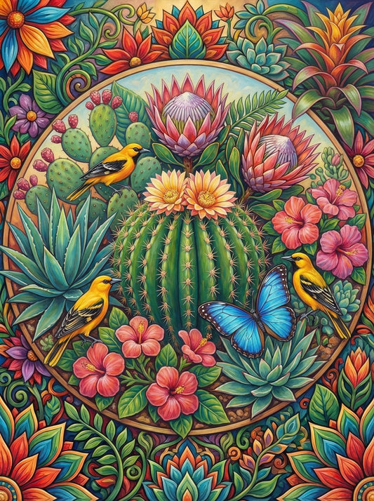 Desert Cactus And Birds (80 Colours)
