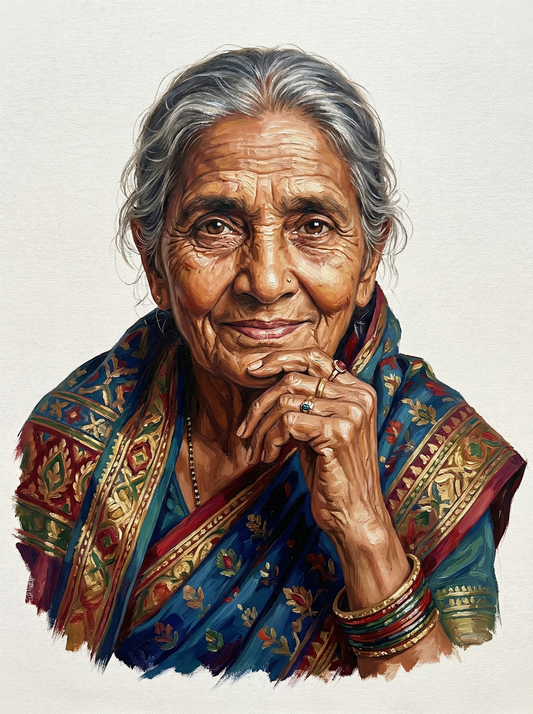 Dignified Woman Headscarf Portrait (120 Colours)