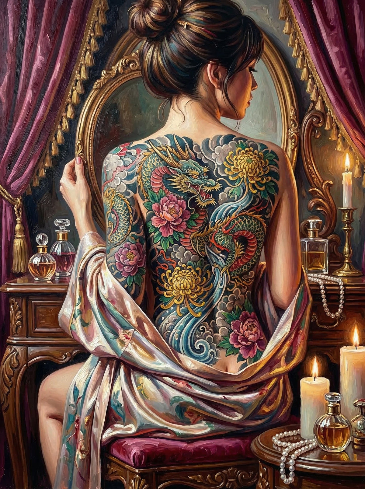 Dragon Tattoo Vanity Mirror (80 Colours)