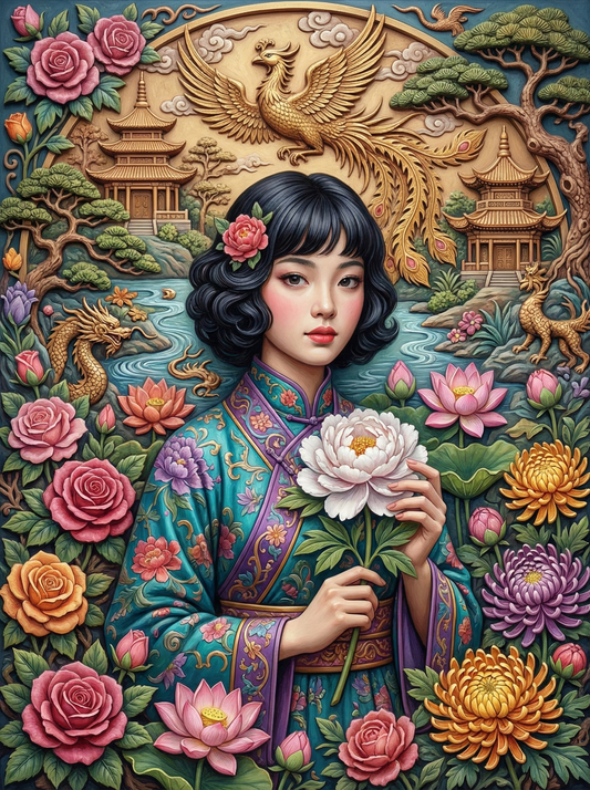 Eastern Woman With Roses (80 Colours)