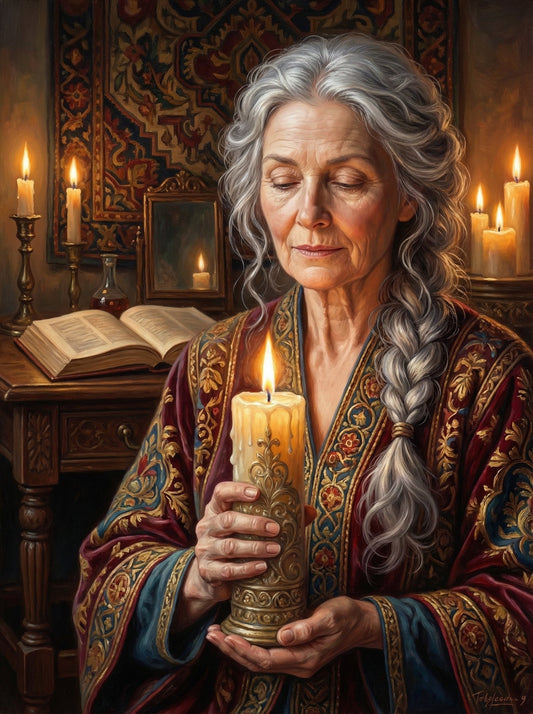 Elderly Woman Ornate Candlelight (120 Colours)