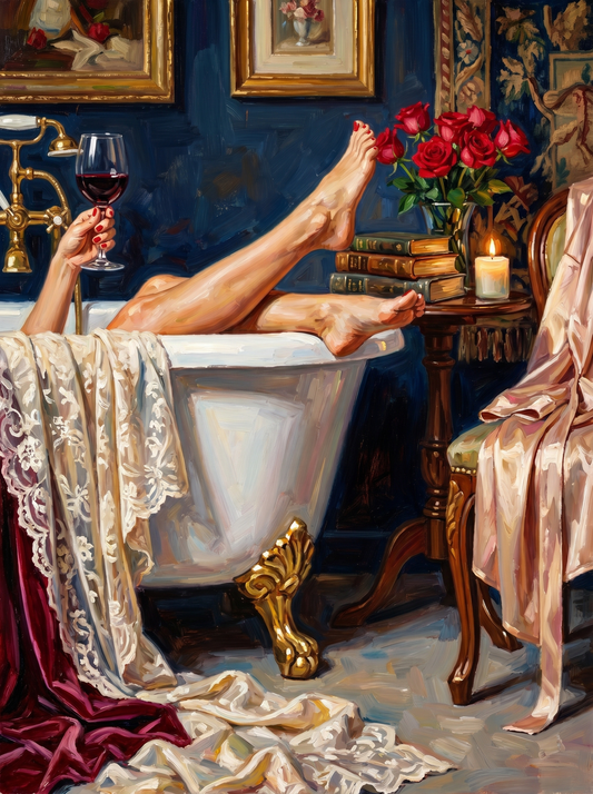 Elegant Bath With Roses (120 Colours)