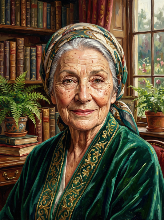 Elegant Librarian Portrait (80 Colours)