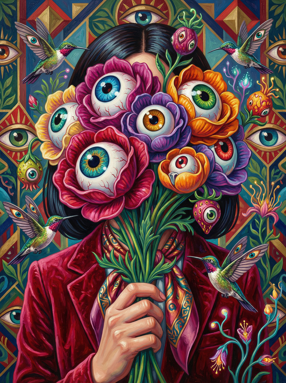 Eyeball Bouquet Hummingbird Woman (80 Colours)