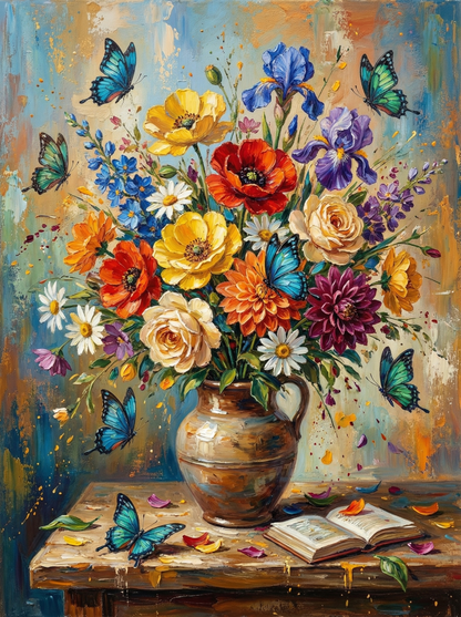Vase of Vibrant Blooms (80 Colours)