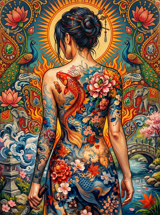 Floral Back Ocean Woman (120 Colours)