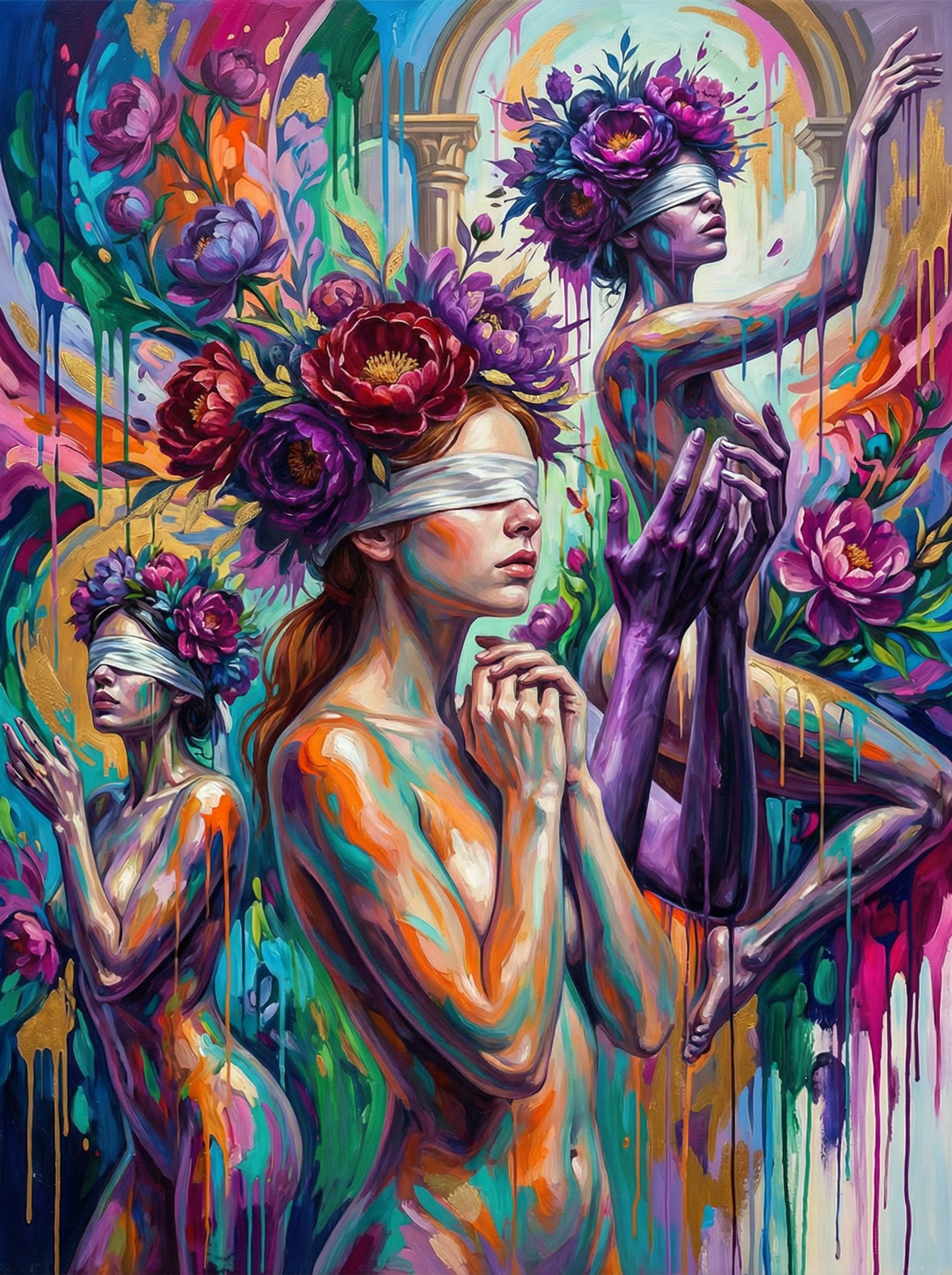 Floral Faces Abstract Art (80 Colours)