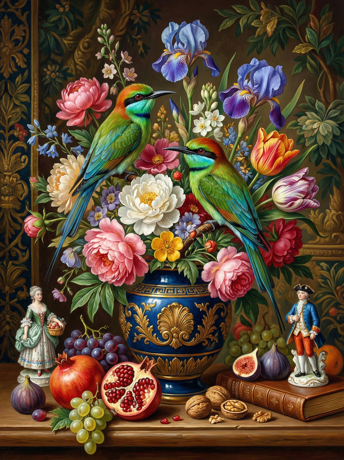 Garden Parrots And Peonies (80 Colours)