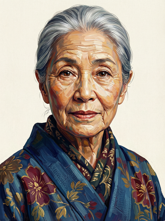 Gentle Senior Woman Blue (80 Colours)