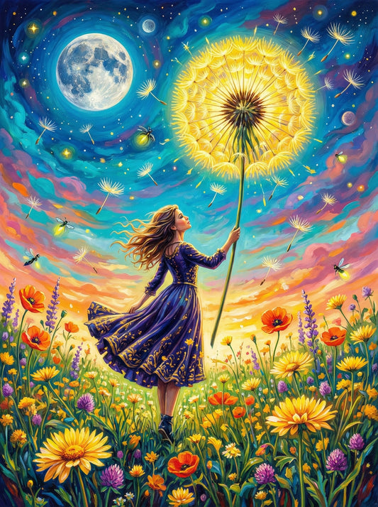 Girl Dandelion Moon Wishes (80 Colours)