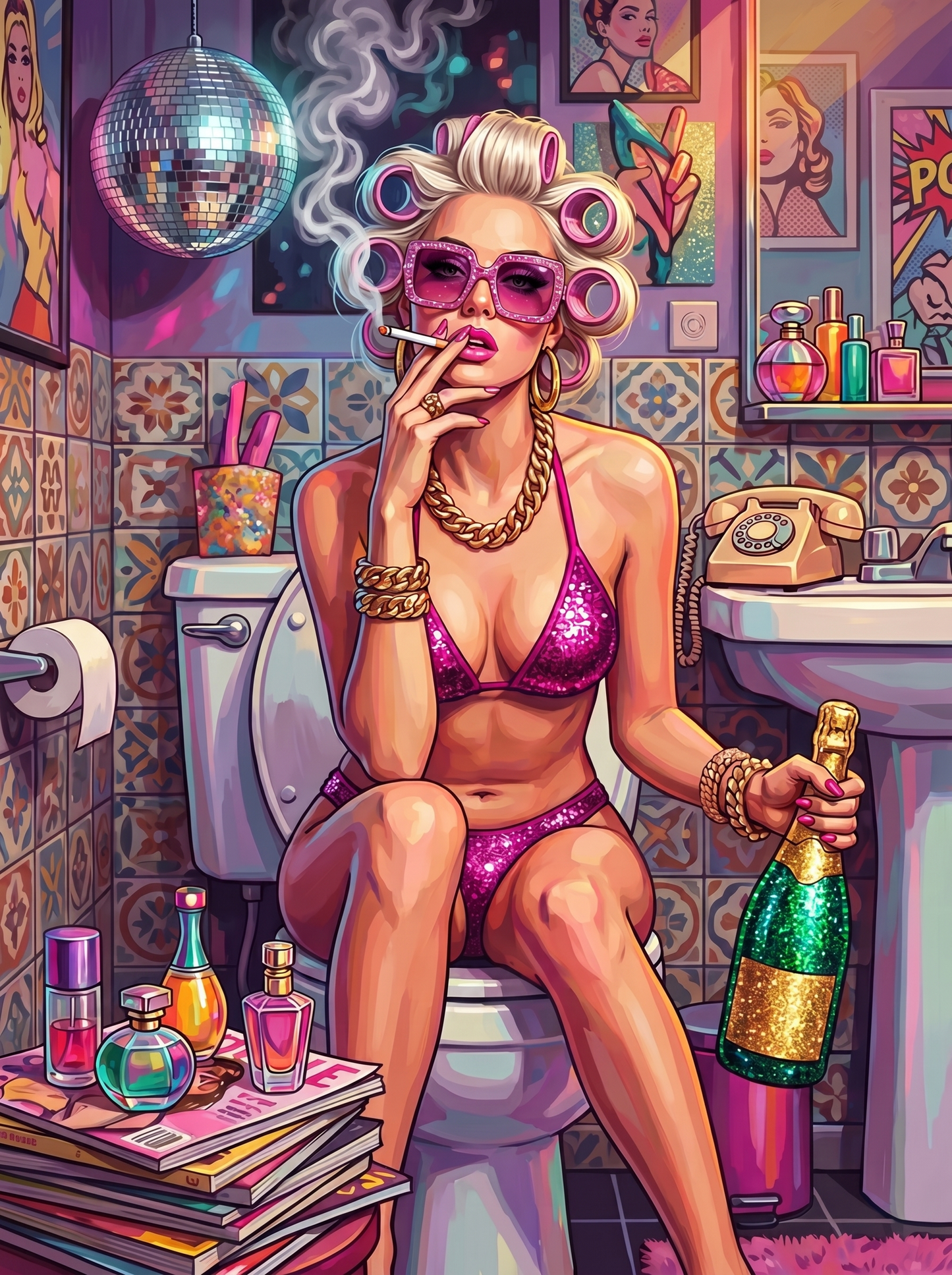 Glam Disco Bathroom Queen (80 Colours)