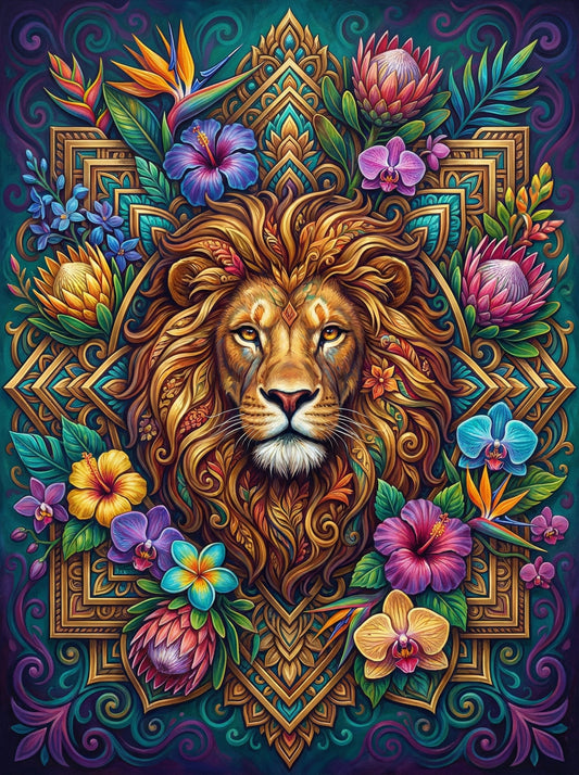 Golden Lion With Flowers (120 Colours)
