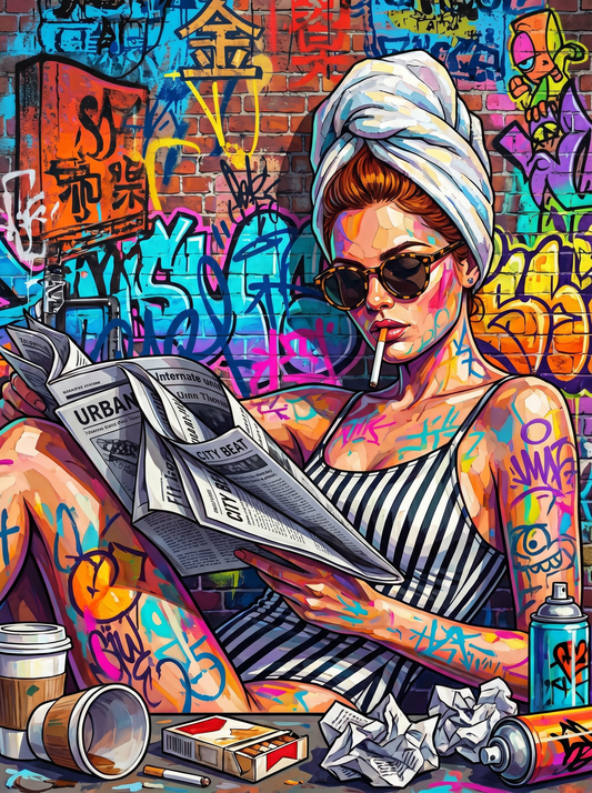 Graffiti Girl Reading (120 Colours)