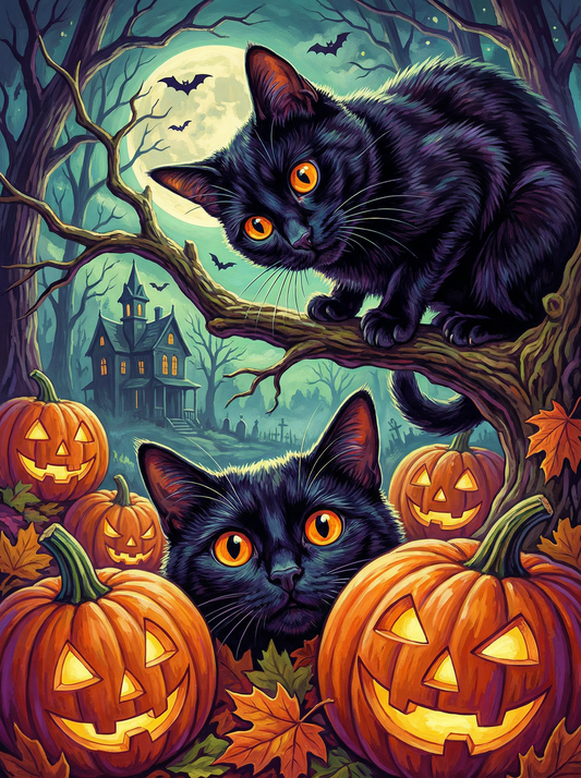 Halloween Black Cats Pumpkins (120 Colours)