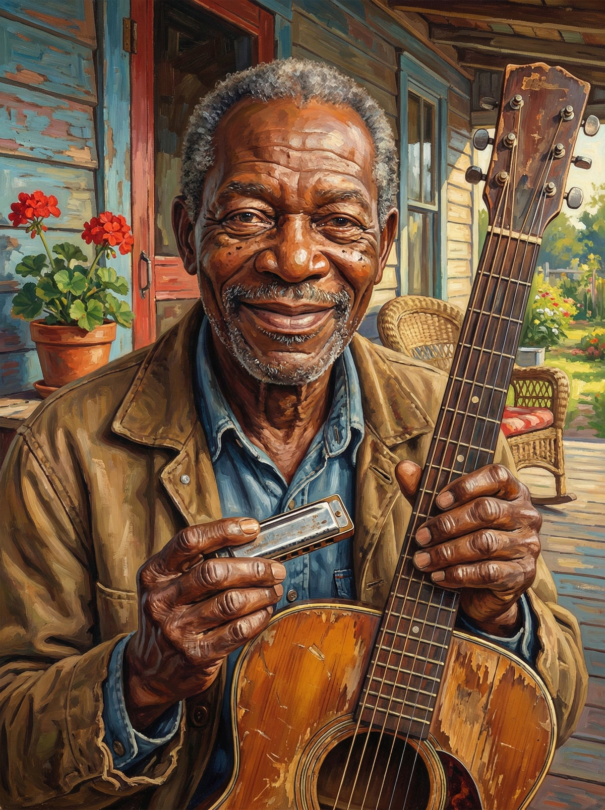Harmonica Player Smiling (120 Colours)