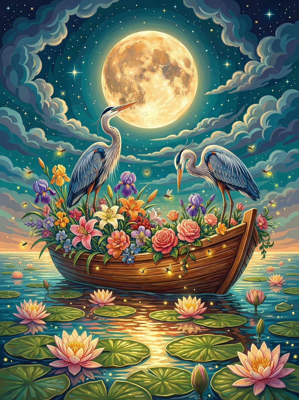 Herons Moonlit Boat (120 Colours)