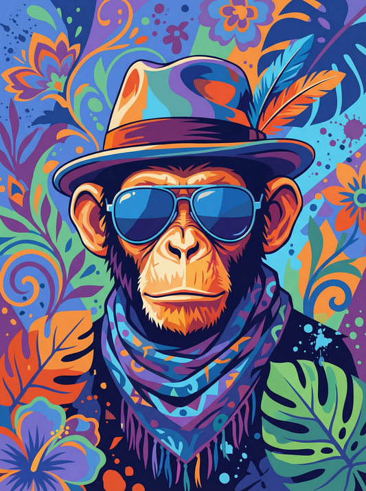 Retro Jungle Chimp (120 Colours)