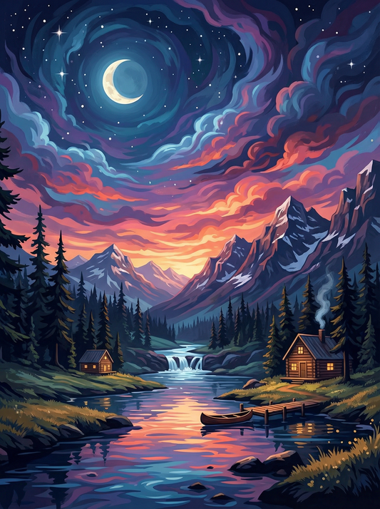 Moonlit Alpine Retreat (80 Colours)