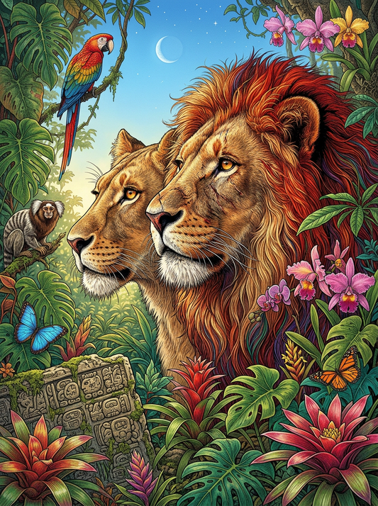 Sacred Jungle Lion Pair (120 Colours)