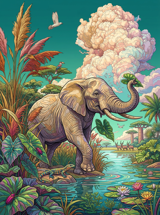 Savanna River Elephant (80 Colours)