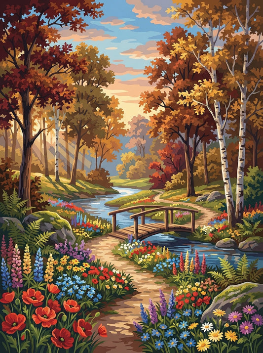 Autumn Garden Bridge Path (80 Colours)
