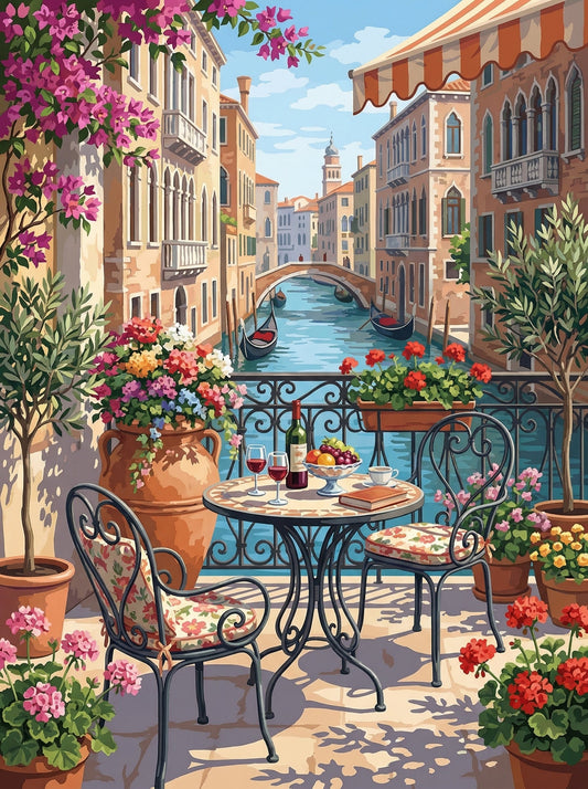 Venice Balcony Canal Morning (80 Colours)