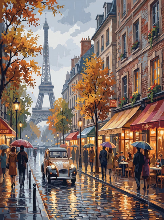 Paris Eiffel Rain Cafe Street (80 Colours)