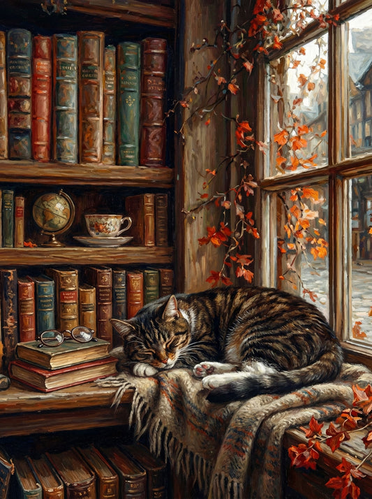 Autumn Library Cat (80 Colours)